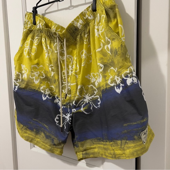 Ocean & Earth Blue and Yellow Floral Swim Shorts - Picture 5 of 6